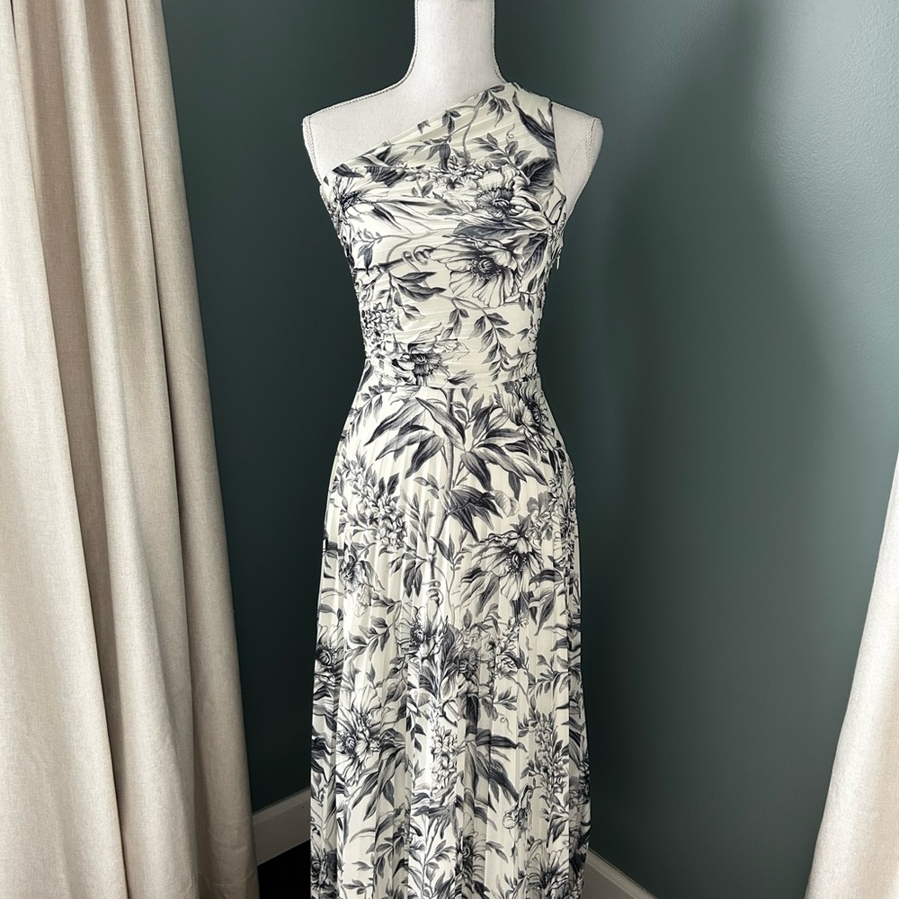 H&M Floral One-Shoulder Midi Dress